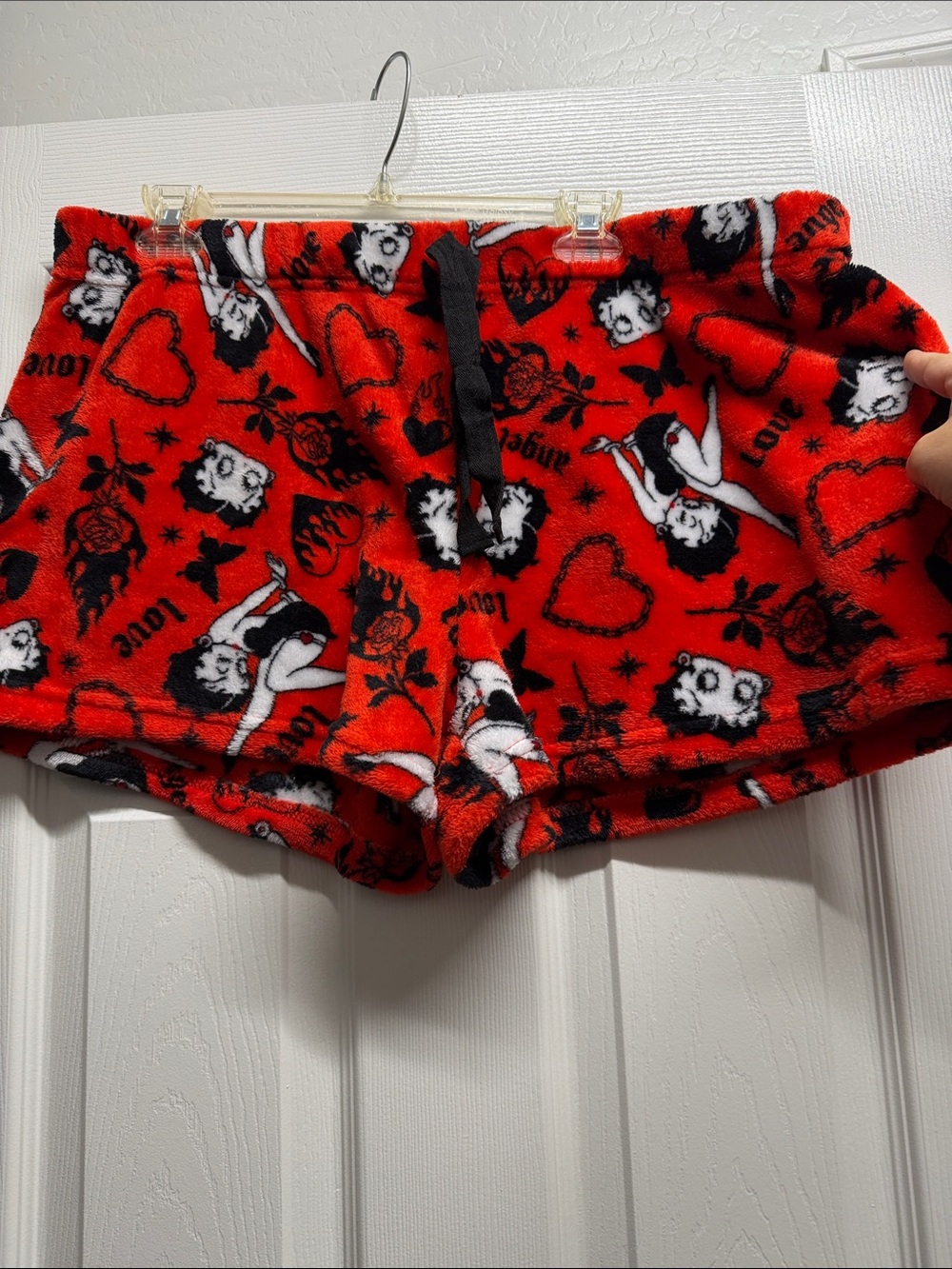 Betty Boop Red Fleece Lounge Shorts with Drawstring